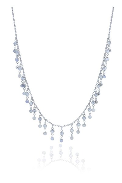 Söğütlü Silver Gümüş Rodyumlu Zirkon Taşlı Pullu Kolye