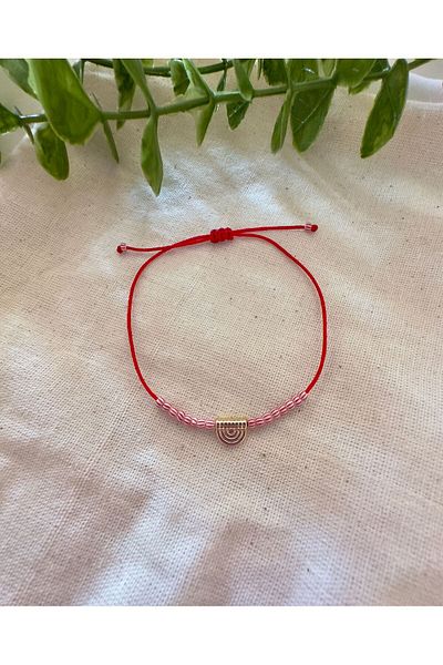 Atelier Çağla White Red Glass Bead Bracelet