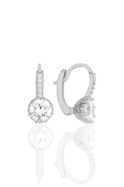 Söğütlü Silver Gümüş Rodyumlu Zirkon Taşlı Elmas Montürlü Küpe Sgtl11849rodaj