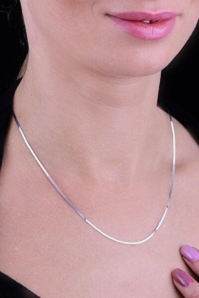 Söğütlü Silver Gümüş Rodyumlu Italyan Yassı Ezme Zincir 40cm