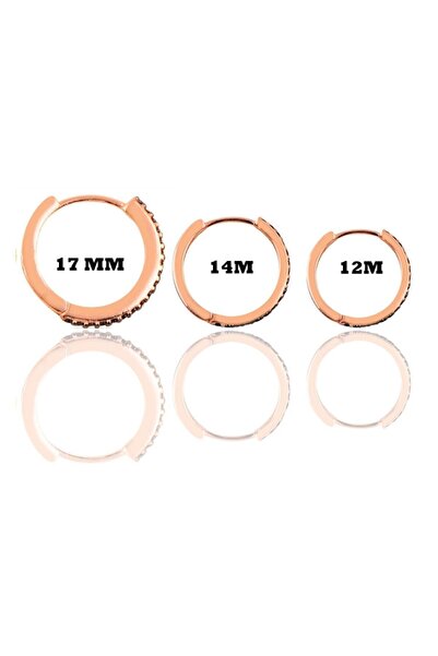 Söğütlü Silver Gümüş Rose Siyah Taşlı Üç Boydan Oluşan Kombin Halka Küpeler S...