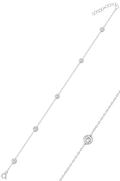 Söğütlü Silver Gümüş Rodyumlu Sıra Taşlı Hal Hal