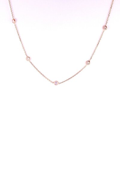 Söğütlü Silver Gümüş Rose Zirkon Sıra Taşlı Kolye Sgtl4675