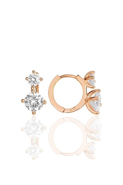 Söğütlü Silver Gümüş Rose Zirkon Taşlı Halka Küpe Sgtl11852rose