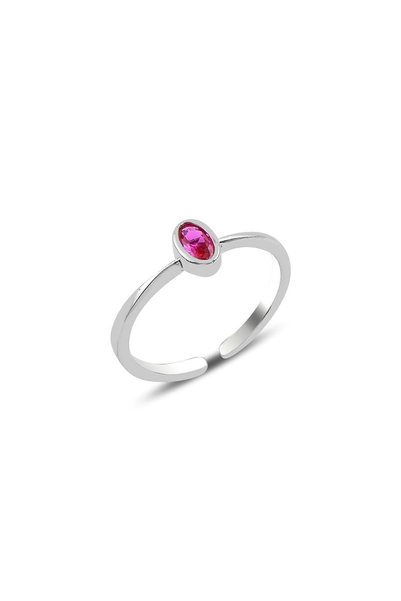Söğütlü Silver Gümüş Rodyumlu Füşya Taşlı Ayarlamalı Yüzük Sgtl10162fusya