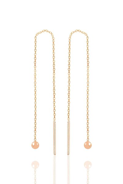 Söğütlü Silver Gümüş Rose Toplu Gümüş Zincir Küpe Sgtl10685rose