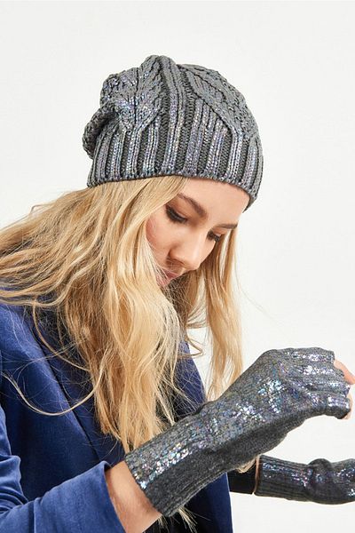POSUSS Glittery Non-Pompom Acrylic Women's Beret K.grey - Ps254