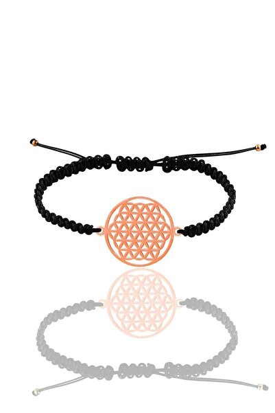 Söğütlü Silver Gümüş Rose Yaşam Çiçeği Örgülü Bileklik Sgtl11159rose