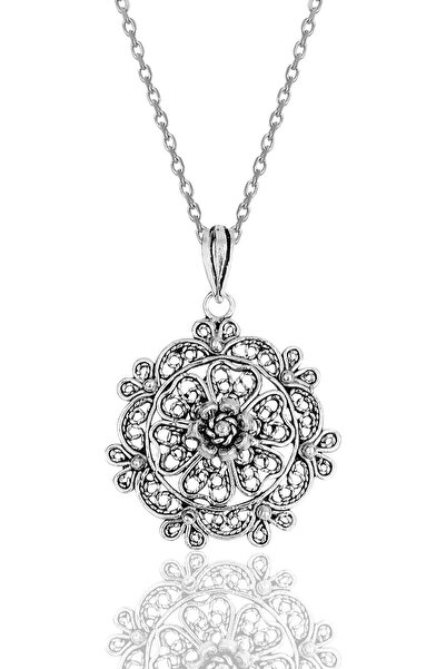 Söğütlü Silver Gümüş Oksitli Telkari Işlemeli Kolye