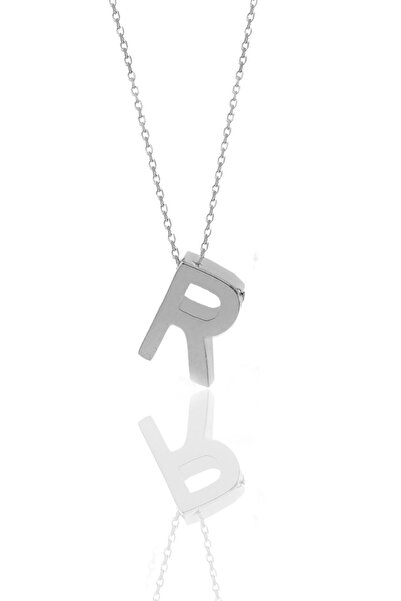 Söğütlü Silver Gümüş Rodyumlu Üç Boyutlu Minimal R Harf Kolye Sgtl11181r