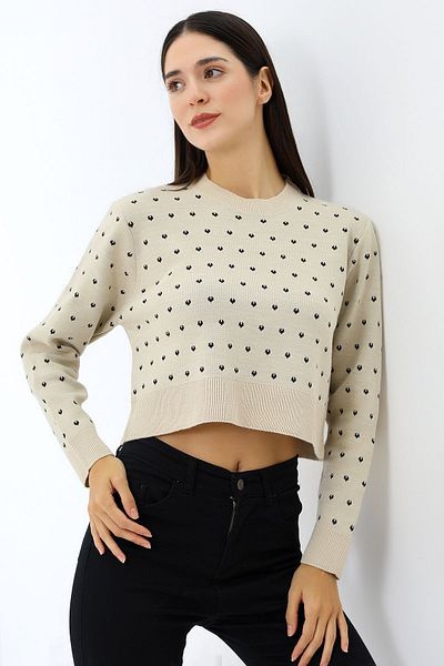 Devinka Γυναικεία πλεκτή μπλούζα Crew Neck - Κοντή