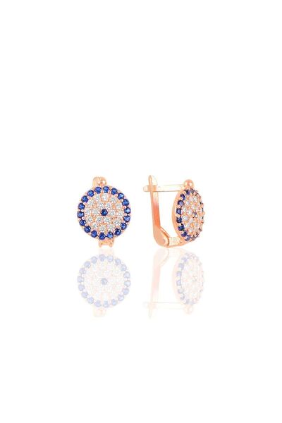 Söğütlü Silver Gümüş Rose Klipsli Nazar Küpe Sgtl10253rose