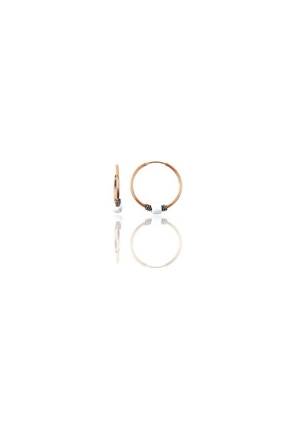 Söğütlü Silver Gümüş Rose 12 Mm Mini Beyaz Taşlı Halka Küpe Sgtl11285rose