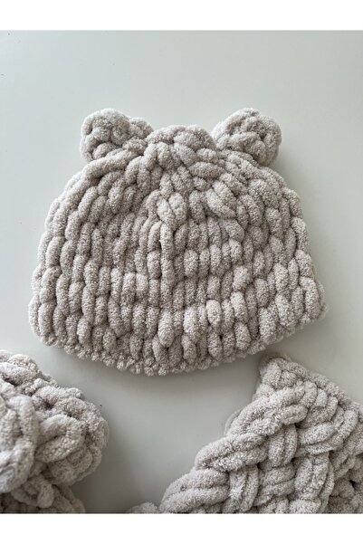 babyist Puffy El Örgüsü Yelek Patik Şapka Takım