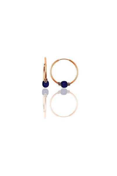 Söğütlü Silver Gümüş Rose 14 Mm Çivit Mavisi Halka Küpe Sgtl11271rose