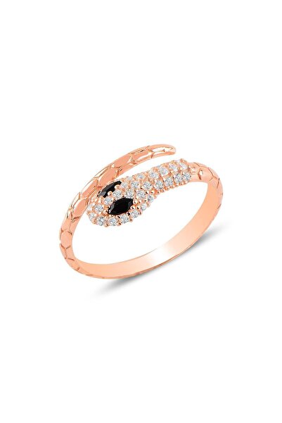 Söğütlü Silver Gümüş Rose Onix Ve Zirkon Taşlı Ayarlanabilir Yılan Yüzük Sgtl...