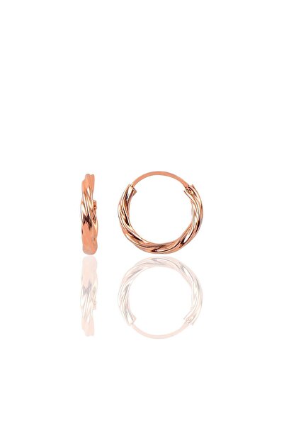 Söğütlü Silver Gümüş Rose 14 Mm Mini Burgu Halka Küpe Sgtl9646