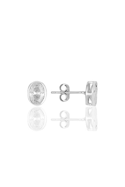 Söğütlü Silver Gümüş Rodyumlu Oval Kesim Zirkon Taşlı Küpe Sgtl11620oval