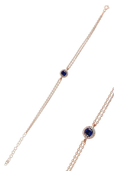 Söğütlü Silver Gümüş Rose Safir Taşlı Elmas Montürlü Bileklik Sgtl9915sfr