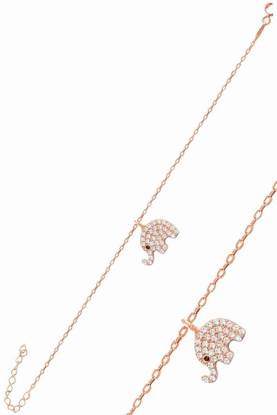 Söğütlü Silver Gümüş Rose Zirkon Taşlı Fil Bileklik Sgtl11068rose