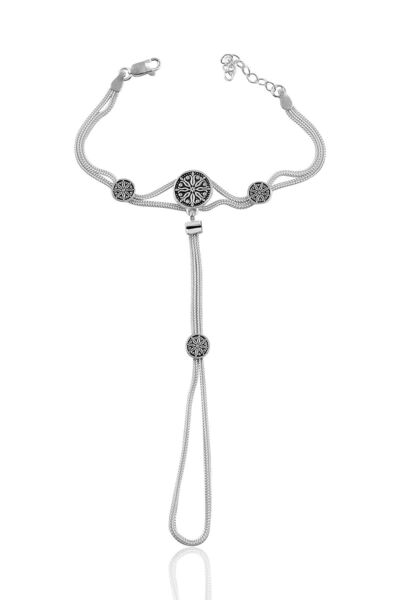 Söğütlü Silver Gümüş Lale Desenli Yuvarlak Midyat Hasırı Şahmeran