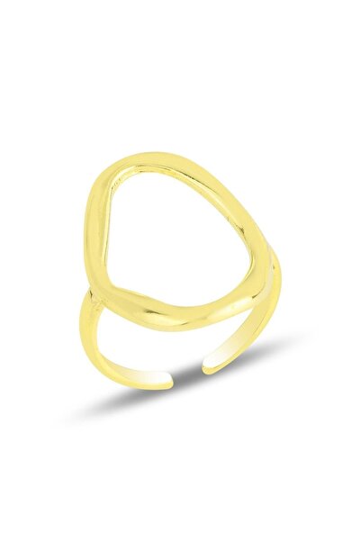 Söğütlü Silver Gümüş Altın Yaldızlı Ayarlamalı Oval Yüzük