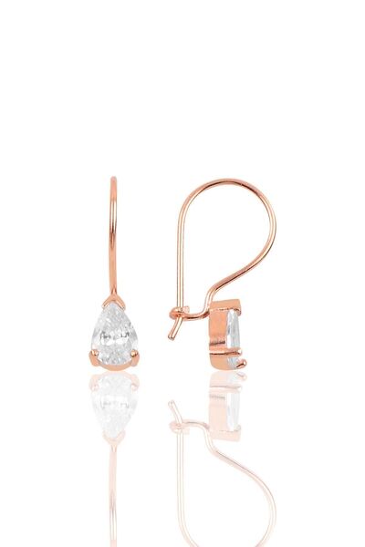 Söğütlü Silver Gümüş Zirkon Taşlı Damla Modeli Çengelli Küpe Sgtl10118beyaz