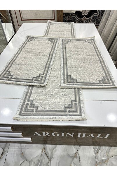 İnci Yatak Odası 3'lü Gri Halısı - Antialerjik /argın Halı
