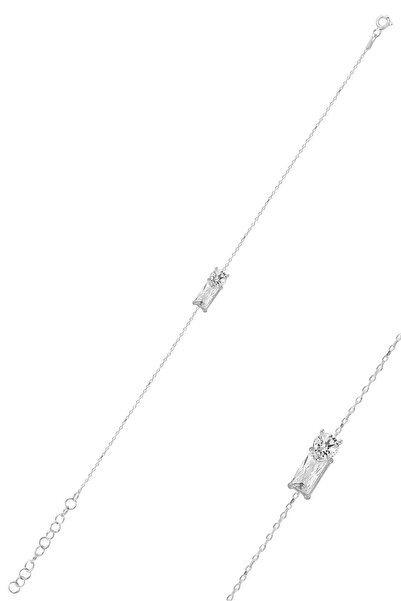 Söğütlü Silver Gümüş Rodyumlu Baget Kesim Zirkon Taşlı Bileklik Sgtl12067rodaj