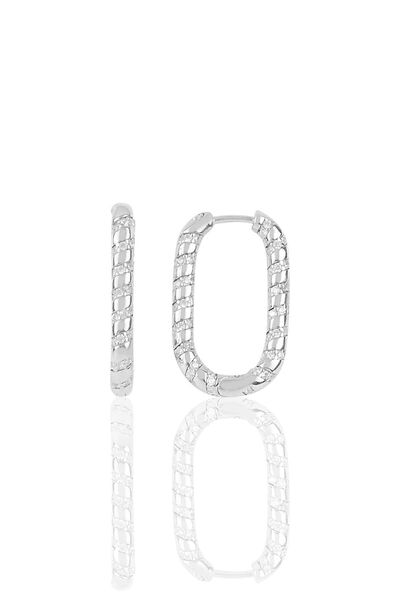 Söğütlü Silver Gümüş Rodyumlu Zirkon Taşlı Özel Tasarım Oval Küpe Sgtl10271rdj