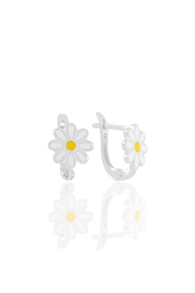 Söğütlü Silver Gümüş Yeni, Mineli Klipsli Papatya Küpe Sgtl11232rodaj