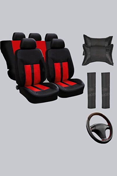 Modern Garaj طقم أغطية مقاعد سكودا باللون الأحمر - فابيا، فافوريت، وسادة رقبة...