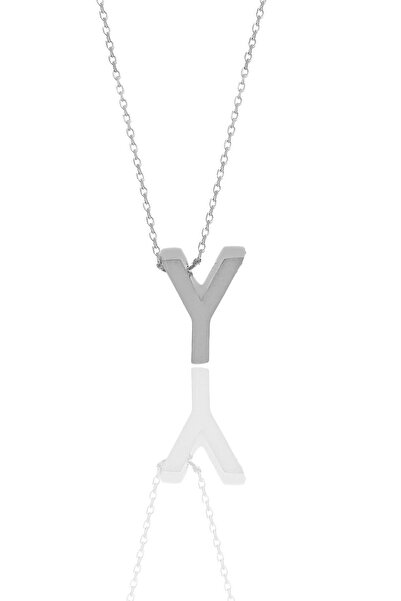 Söğütlü Silver Gümüş Rodyumlu Üç Boyutlu Minimal Y Harf Kolye Sgtl11181y