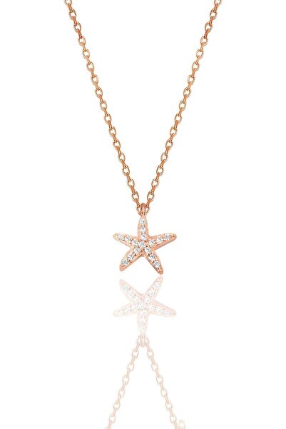 Söğütlü Silver Gümüş Rose Zirkon Taşlı Deniz Yıldızı Kolye