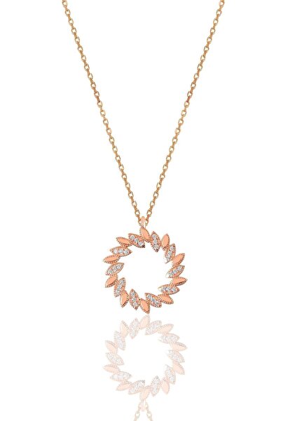 Söğütlü Silver Gümüş Rose Zirkon Taşlı Güneş Kolye Sgtl11807rose