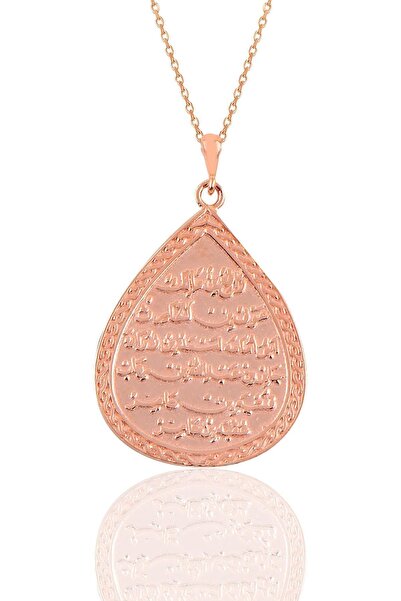 Söğütlü Silver Gümüş Rose Kıtmir Duası Yazılı Damla Modeli Kolye