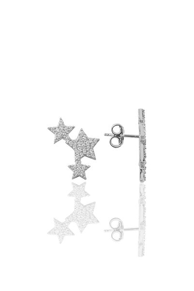 Söğütlü Silver Gümüş Zirkon Taşlı Yıldızlar Küpesi Sgtl9466