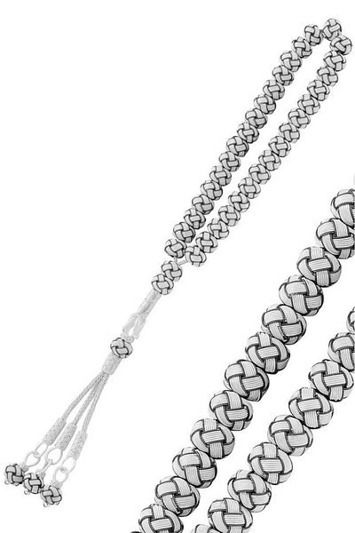 Söğütlü Silver Black and White Silver Rosary - Special Knitted, Sgtl12577colorful