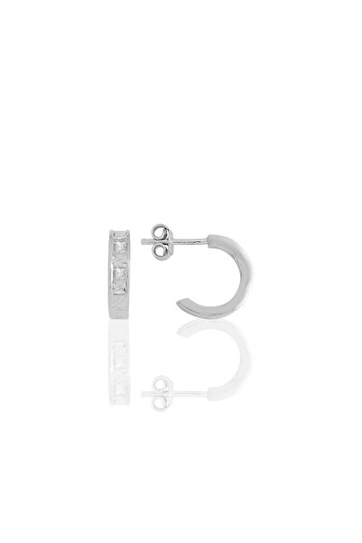 Söğütlü Silver Gümüş Rodyumlu Baget Kesim Zirkon Taşlı Halka Küpe Sgtl11497rodaj