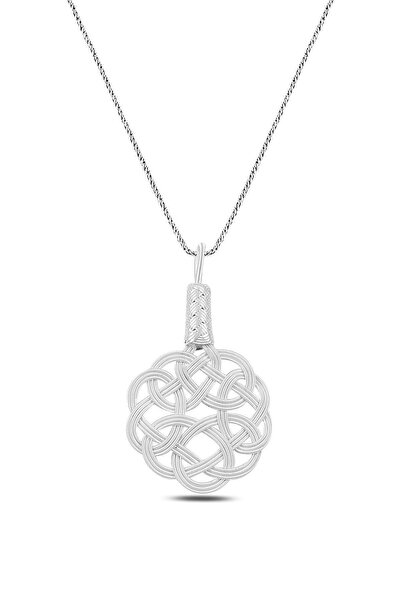 Söğütlü Silver Gümüş Beyaz Kazaziye Aşk Düğümü Kolye Sgtl10296byz
