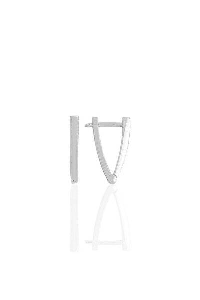 Söğütlü Silver Gümüş Rodyumlu 16 Mm Özel Tasarım Üçgen Küpe Sgtl11489rodaj