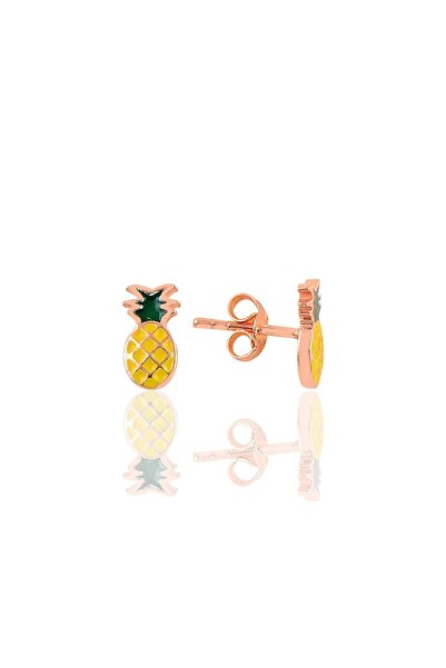 Söğütlü Silver Gümüş Ananas Çocuk Küpesi Sgtl10405rose