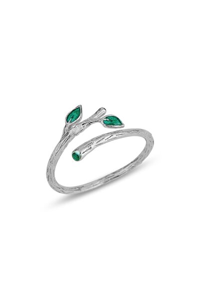 Söğütlü Silver Gümüş Rodyumlu Mineli Sarmaşık Modeli Ayarlamalı Yüzük Sgtl119...