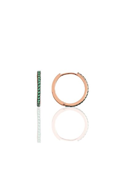 Söğütlü Silver Gümüş Yeşil Taşlı 14 Mm Halka Küpe Sgtl10140yesıl