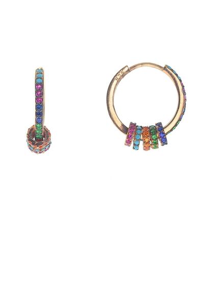 Söğütlü Silver Gümüş Renkli Taşlı Halka Küpe Sgtl8802