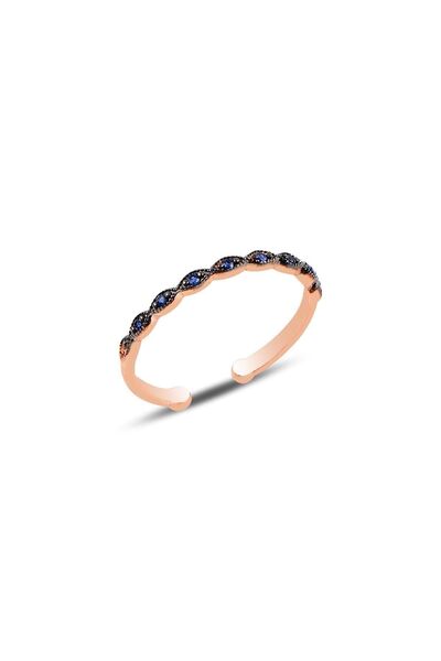 Söğütlü Silver Gümüş Ayarlamalı Rose Safir Taşlı Ince Yüzük Sgtl10109safir