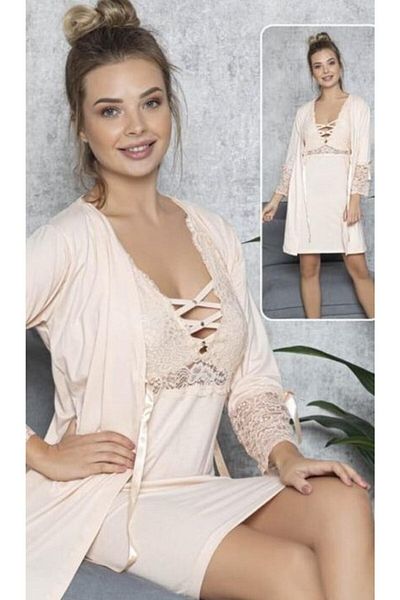 JENİKA Set cămașă de noapte din 2 piese pentru femei