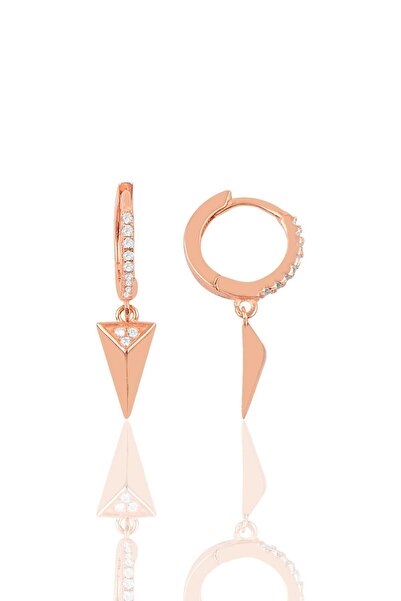Söğütlü Silver Gümüş Piramit Modeli Halka Küpe Sgtl9772rose