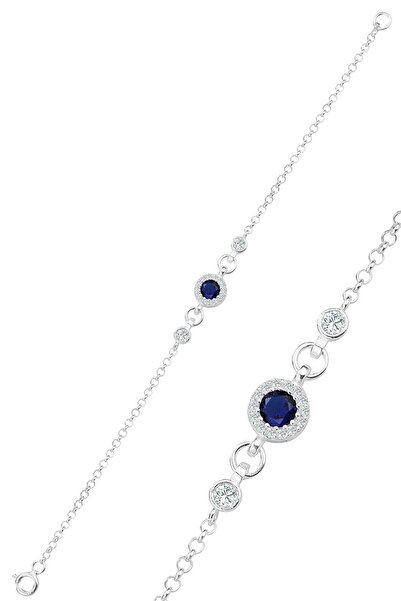 Söğütlü Silver Gümüş safir ve zirkon taşlı bileklik SGTL12321SAFIR