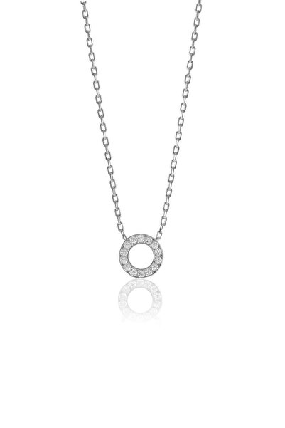 Söğütlü Silver Gümüş  Rodyumlu Üç Boyutlu Minimal O Gümüş Harf Kolye